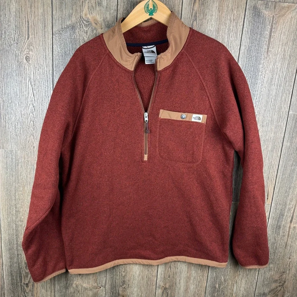 The North Face Gordon Lyons Fleece 1/4 Zip Pullover Sweater Red Mens Medium